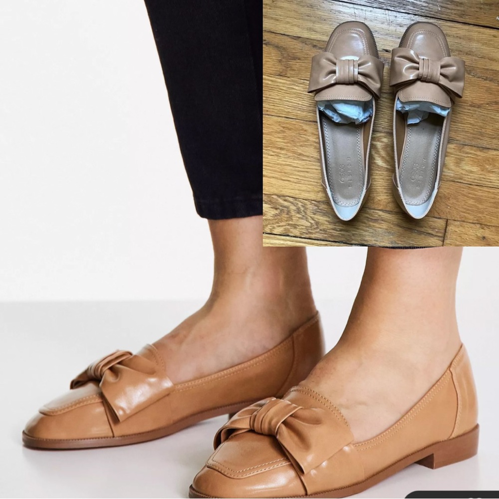 *Like New* Asos Design Bow Loafers, Warm Tan with original box